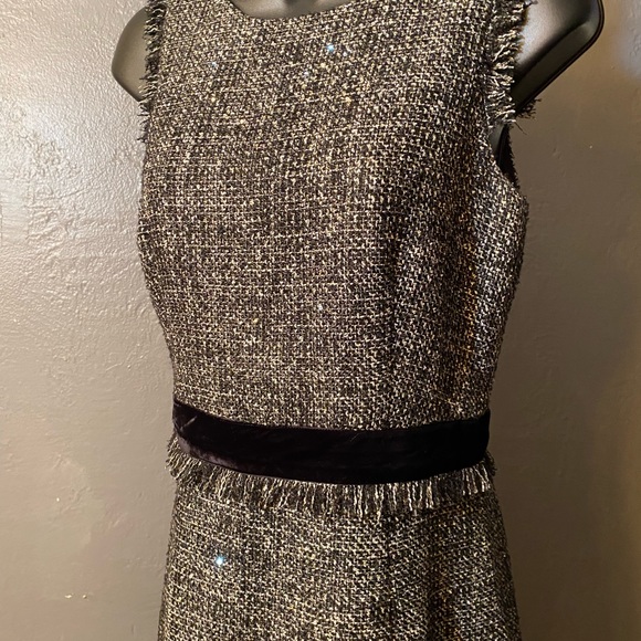 J Crew Sparkle Tweed sheath dress velvet frayed - Picture 2 of 16